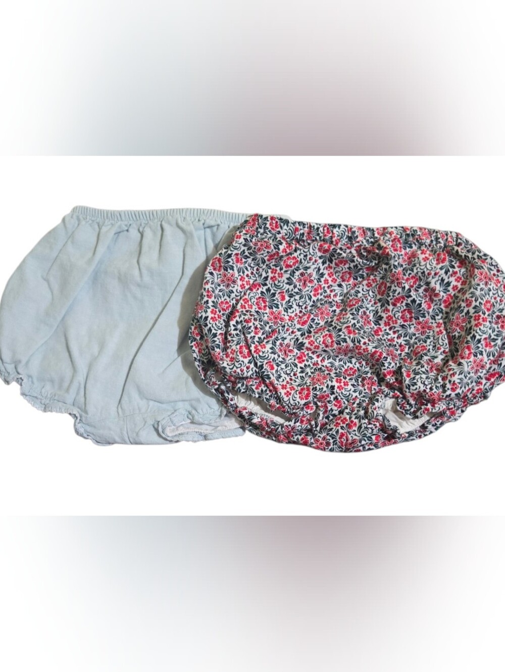 Janie and Jack Baby Bloomers Diaper Cover Set Blue Linen Floral 12–18M 2 Pc